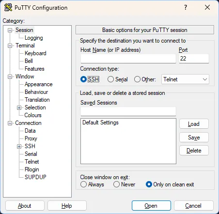 puTTY on startup